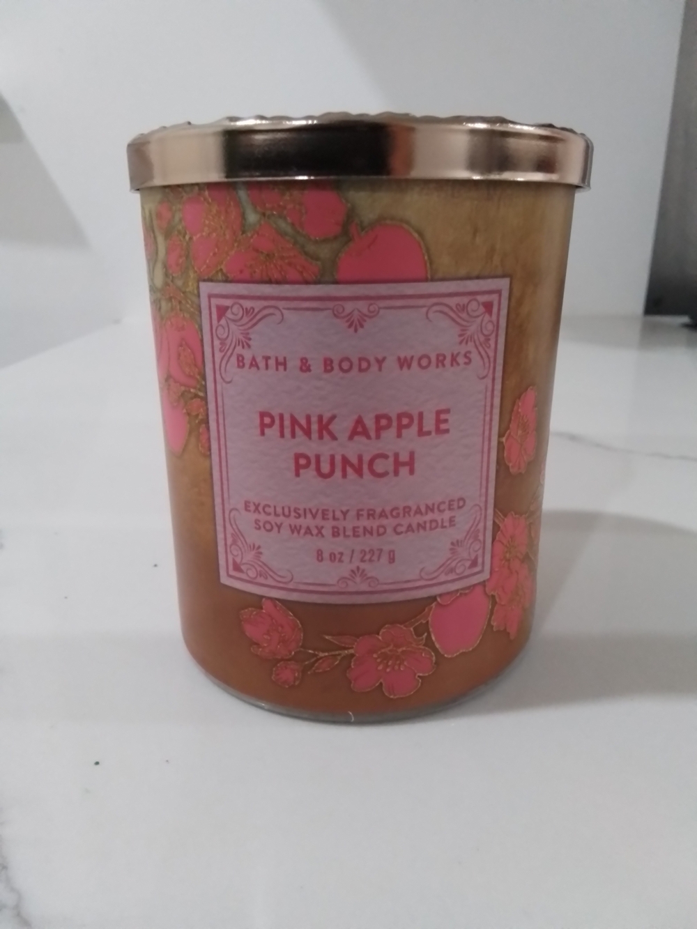 Bath & Body Works Pink Apple Punch Candle - Gold and Pink